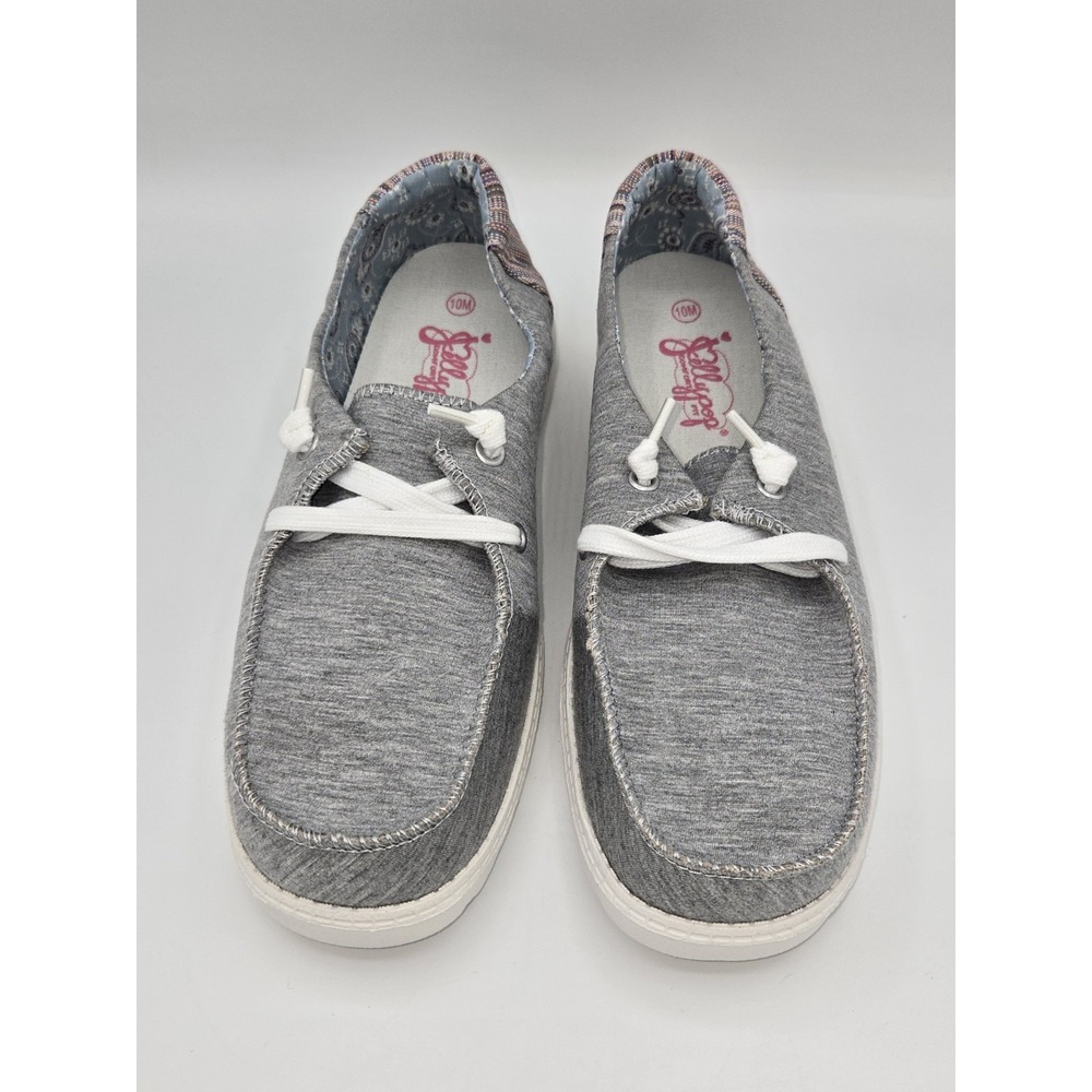 Jellypop Gray Canvas Boat Shoes‎ Casual Comfort Slip-On Loafers Size 10